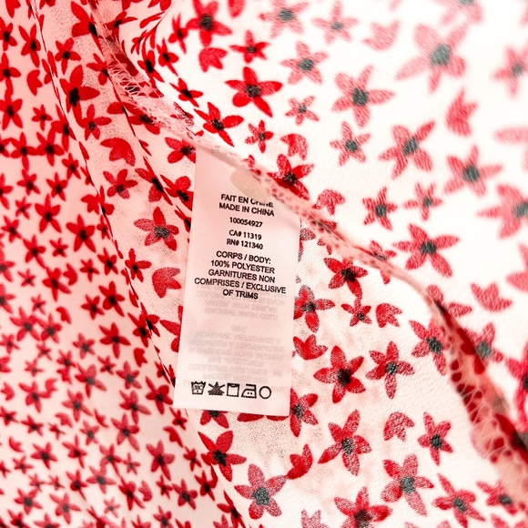 Dynamite Red and White Floral Button-Up Blouse - Picture 4 of 10